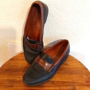 Allen Edmonds Holton Mens Black / Brown 2 Tone Slip On Dress Loafers Sz.10.5 D